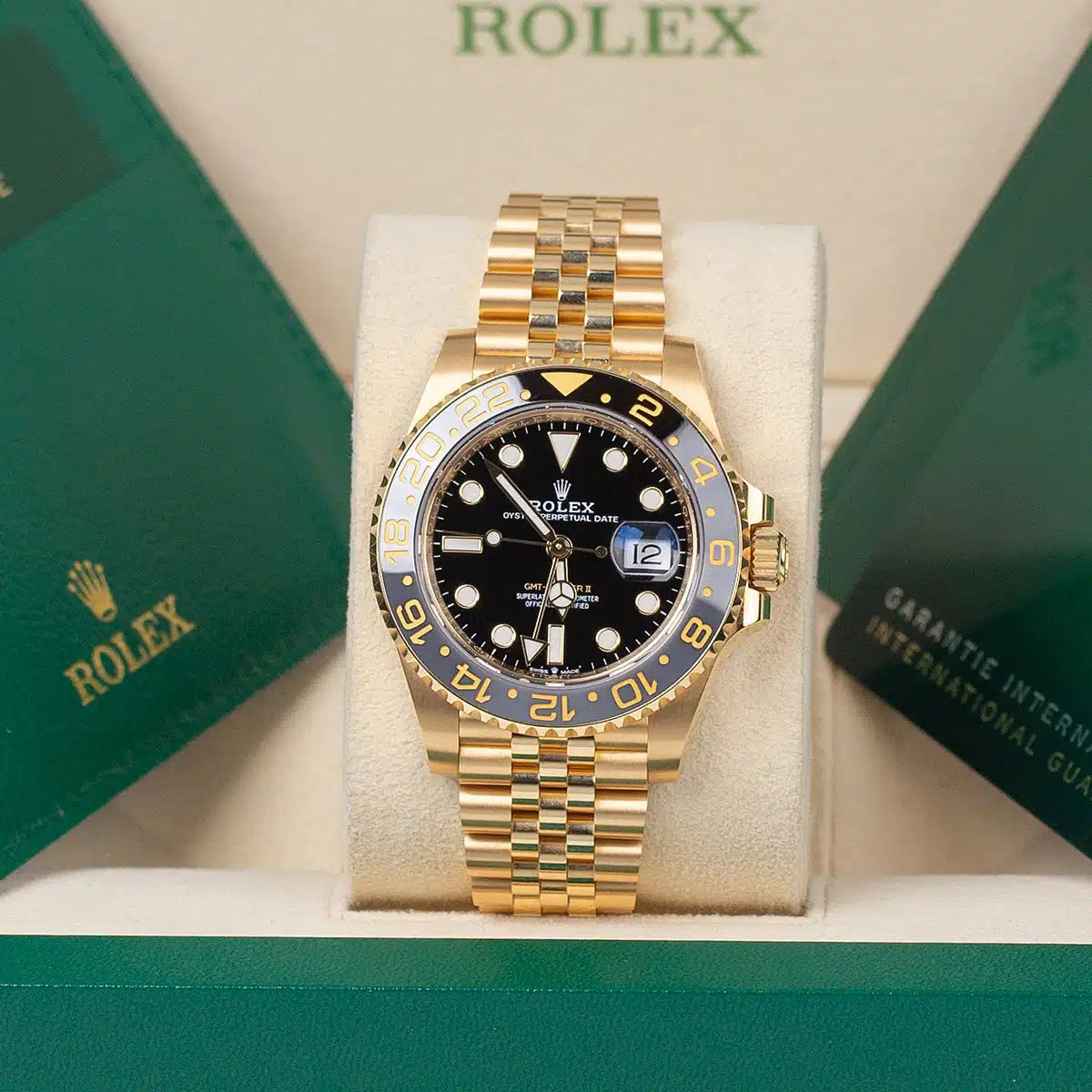 Automatic Rolex GMT-Master II 126718GRNR Black Dial 40mm Yellow Gold