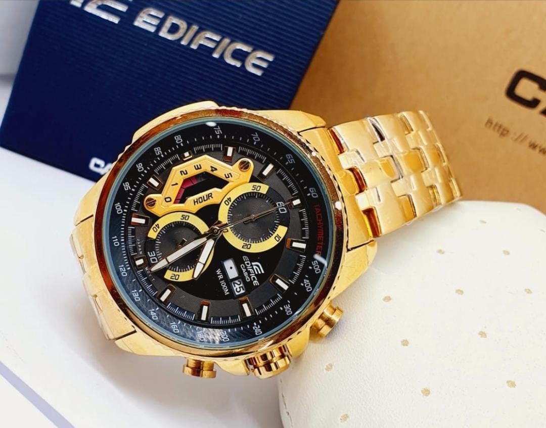 Golden Casio Edifice Day and Date Chronograph