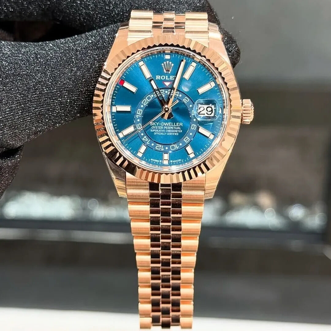 Automatic Rolex Sky-Dweller Blue Dial Rose Gold 42mm