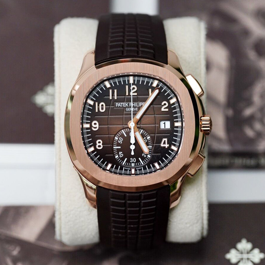Automatic Patek Philippe Rose Gold Aquanaut Travel Time Watch Ref. 5164r
