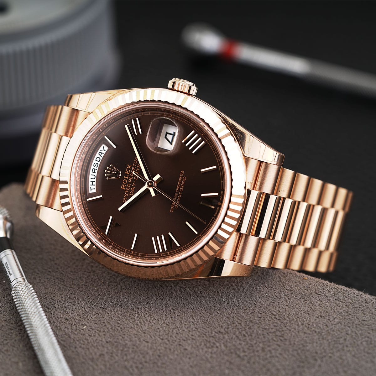 Ultra-luxury Rolex Day Date Chocolate Roman Dial President Timepiece
