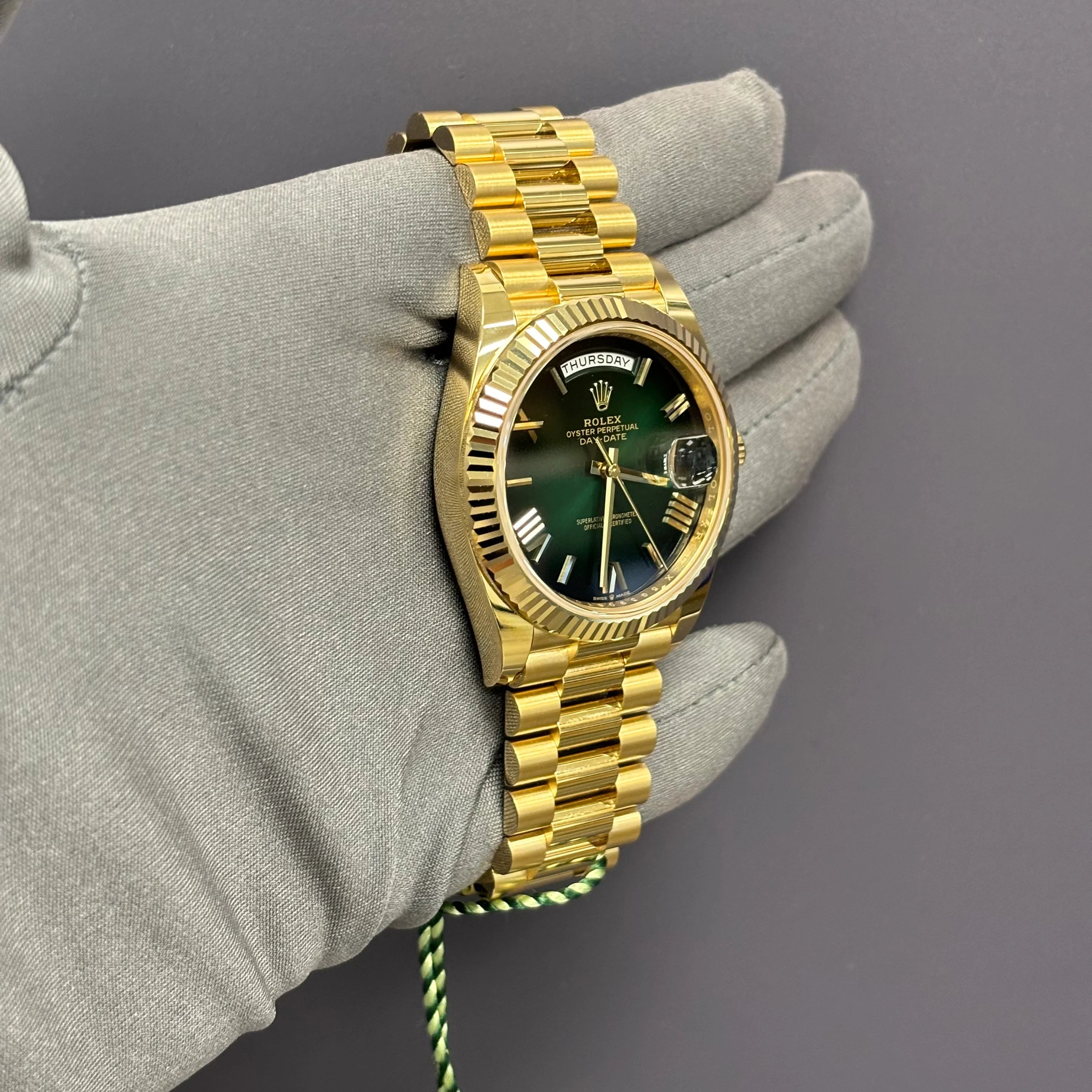 Rolex Day-Date 40mm Ombre Green Dial Watch Ref# 22823